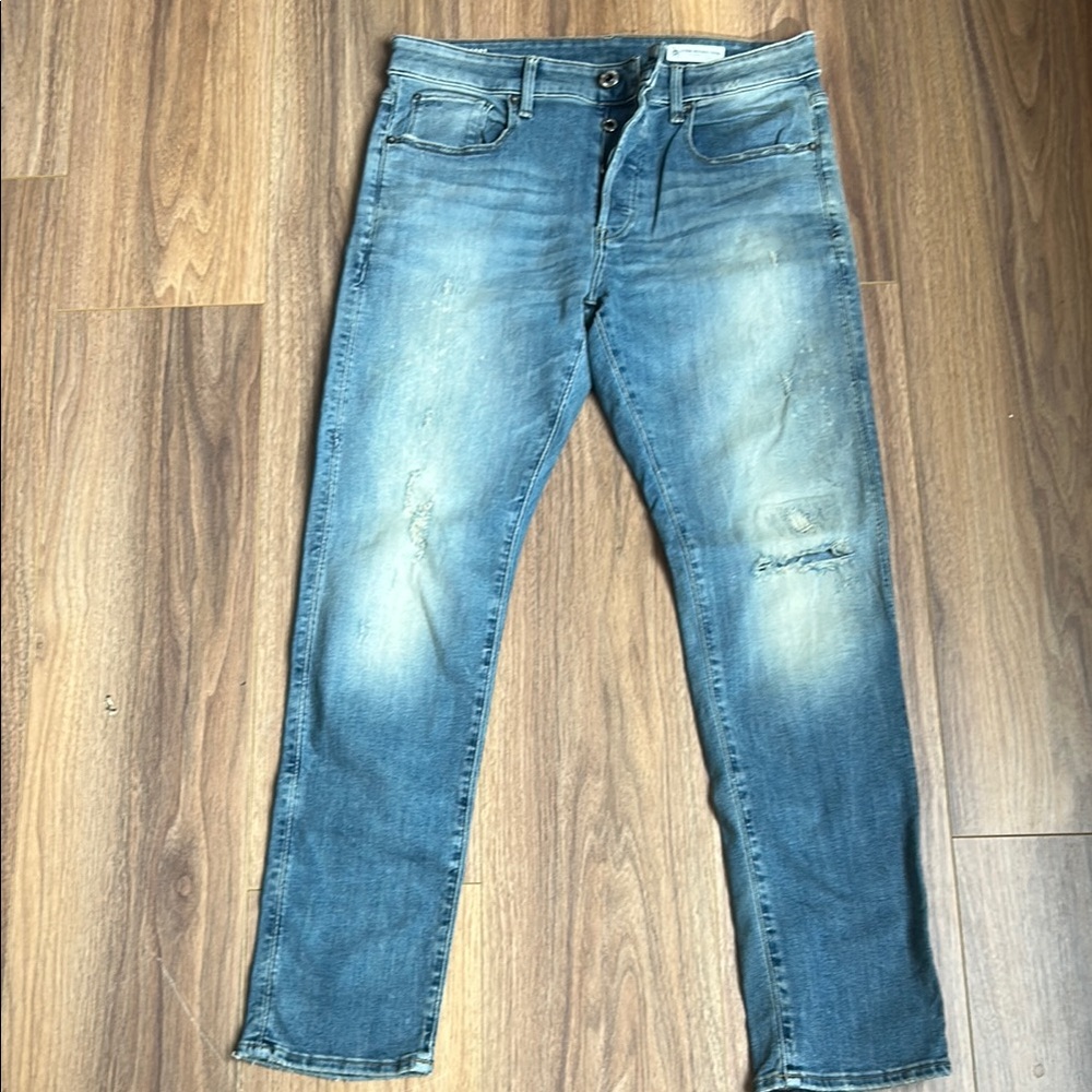G-Star Blue Slim Jeans with Distressed Details